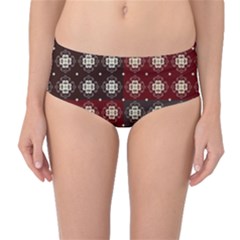 Decorative Pattern With Flowers Digital Computer Graphic Mid-waist Bikini Bottoms