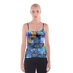 Blue Squares Abstract Background Of Blue And Purple Squares Spaghetti Strap Top by Nexatart