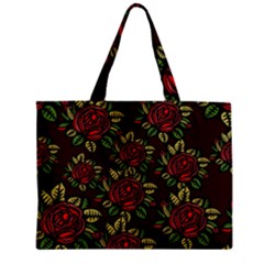 A Red Rose Tiling Pattern Zipper Mini Tote Bag