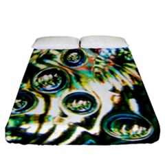 Dark Abstract Bubbles Fitted Sheet (king Size) by Nexatart