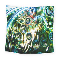 Dark Abstract Bubbles Square Tapestry (large) by Nexatart