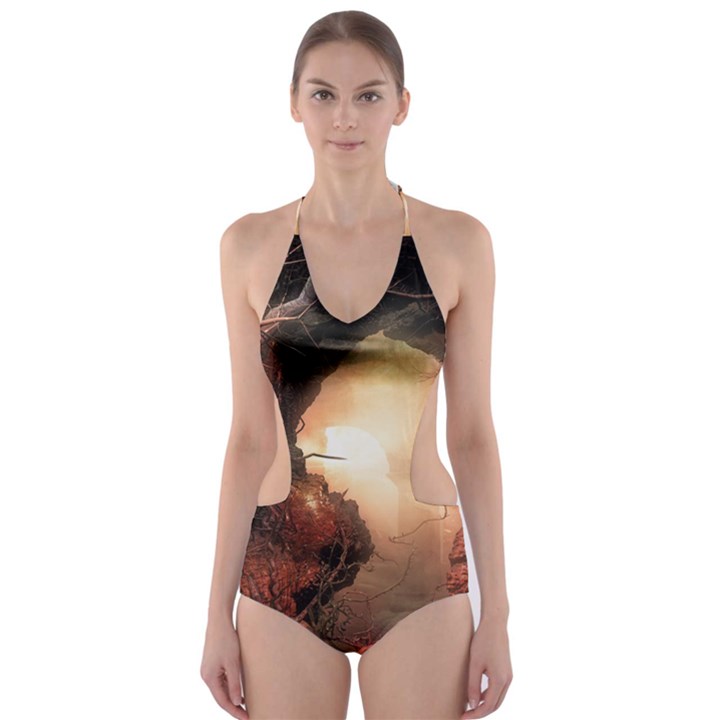 3d Illustration Of A Mysterious Place Cut-Out One Piece Swimsuit