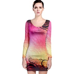 Floral Frame Surrealistic Long Sleeve Bodycon Dress by Nexatart