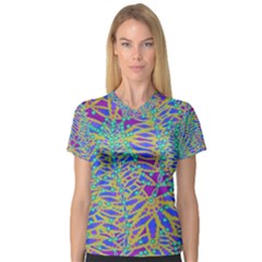 Abstract Floral Background Women s V-Neck Sport Mesh Tee