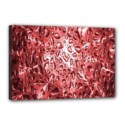Water Drops Red Canvas 18  X 12  by Nexatart