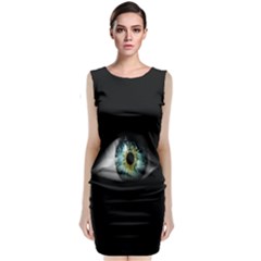 Eye On The Black Background Sleeveless Velvet Midi Dress by Nexatart