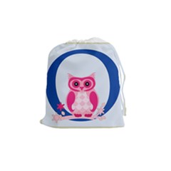 Alphabet Letter O With Owl Illustration Ideal For Teaching Kids Drawstring Pouches (medium)  by Nexatart