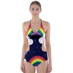 Rainbow Animation Cut-out One Piece Swimsuit