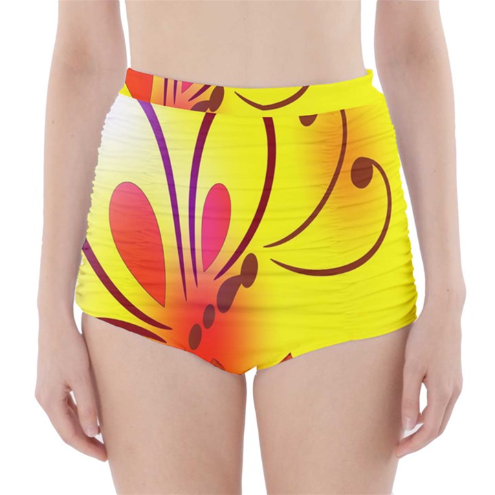 Butterfly Background Wallpaper Texture High-Waisted Bikini Bottoms