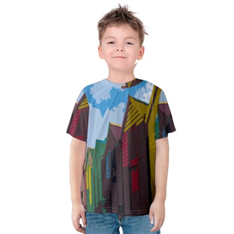 Brightly Colored Dressing Huts Kids  Cotton Tee by Nexatart