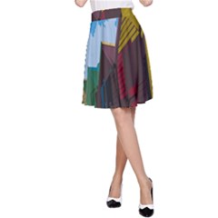 Brightly Colored Dressing Huts A-line Skirt by Nexatart