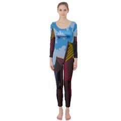 Brightly Colored Dressing Huts Long Sleeve Catsuit by Nexatart