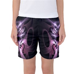 Angry Mantis Fractal In Shades Of Purple Women s Basketball Shorts by Nexatart