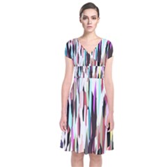 Randomized Colors Background Wallpaper Short Sleeve Front Wrap Dress by Nexatart