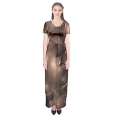 A Fractal Image In Shades Of Brown Short Sleeve Maxi Dress by Nexatart