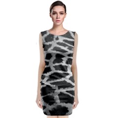 Black And White Giraffe Skin Pattern Classic Sleeveless Midi Dress by Nexatart
