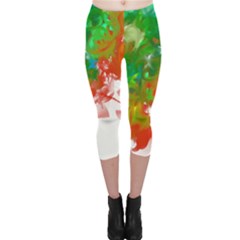 Digitally Painted Messy Paint Background Textur Capri Leggings  by Nexatart