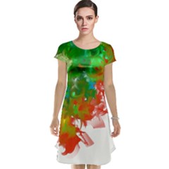 Digitally Painted Messy Paint Background Textur Cap Sleeve Nightdress by Nexatart