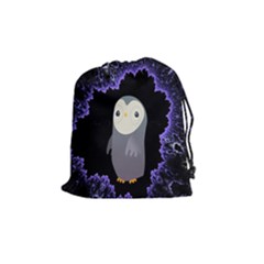 Fractal Image With Penguin Drawing Drawstring Pouches (medium)  by Nexatart
