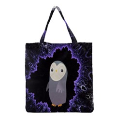 Fractal Image With Penguin Drawing Grocery Tote Bag