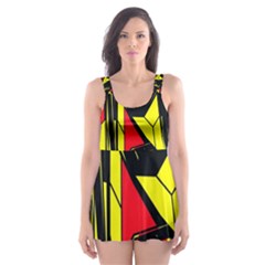 Easy Colors Abstract Pattern Skater Dress Swimsuit
