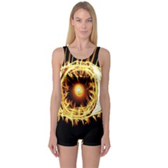 Flame Eye Burning Hot Eye Illustration One Piece Boyleg Swimsuit