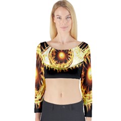 Flame Eye Burning Hot Eye Illustration Long Sleeve Crop Top