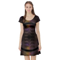 Wallpaper With Fractal Black Ring Short Sleeve Skater Dress by Nexatart