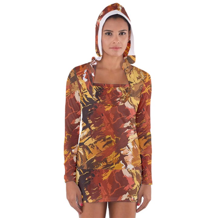 Abstraction Abstract Pattern Women s Long Sleeve Hooded T-shirt