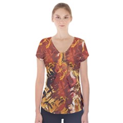 Abstraction Abstract Pattern Short Sleeve Front Detail Top