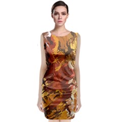 Abstraction Abstract Pattern Sleeveless Velvet Midi Dress