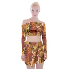 Abstraction Abstract Pattern Off Shoulder Top with Skirt Set