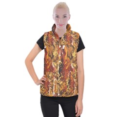 Abstraction Abstract Pattern Women s Button Up Puffer Vest