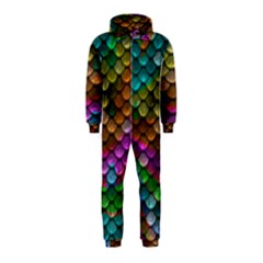 Fish Scales Pattern Background In Rainbow Colors Wallpaper Hooded Jumpsuit (kids) by Nexatart