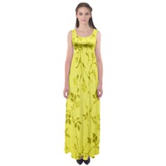 Flowery Yellow Fabric Empire Waist Maxi Dress by Nexatart