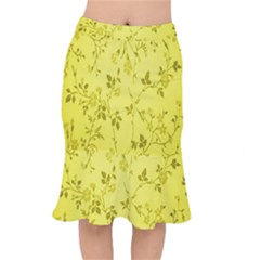 Flowery Yellow Fabric Mermaid Skirt by Nexatart