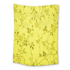 Flowery Yellow Fabric Medium Tapestry