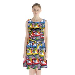 The Eye Of Osiris As Seen On Mediterranean Fishing Boats For Good Luck Sleeveless Chiffon Waist Tie Dress by Nexatart