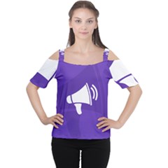 Announce Sing White Blue Women s Cutout Shoulder Tee