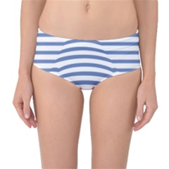 Animals Illusion Penguin Line Blue White Mid-waist Bikini Bottoms