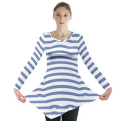 Animals Illusion Penguin Line Blue White Long Sleeve Tunic  by Mariart