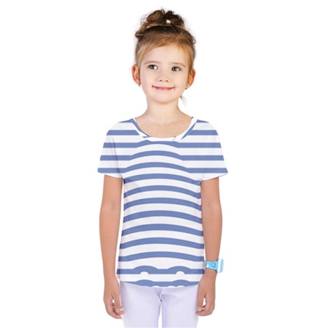 Animals Illusion Penguin Line Blue White Kids  One Piece Tee by Mariart