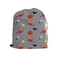 Balltiled Grey Ball Tennis Football Basketball Billiards Drawstring Pouches (extra Large) by Mariart