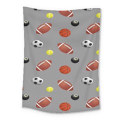 Balltiled Grey Ball Tennis Football Basketball Billiards Medium Tapestry