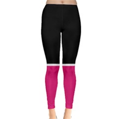 Black Pink Line White Leggings  by Mariart