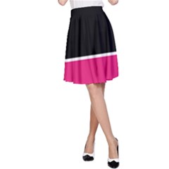 Black Pink Line White A-line Skirt by Mariart