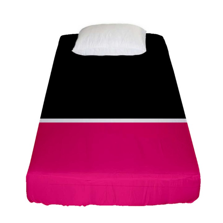 Black Pink Line White Fitted Sheet (Single Size)