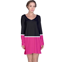 Black Pink Line White Long Sleeve Nightdress by Mariart