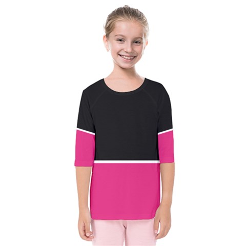 Black Pink Line White Kids  Quarter Sleeve Raglan Tee by Mariart