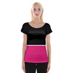 Black Pink Line White Women s Cap Sleeve Top by Mariart